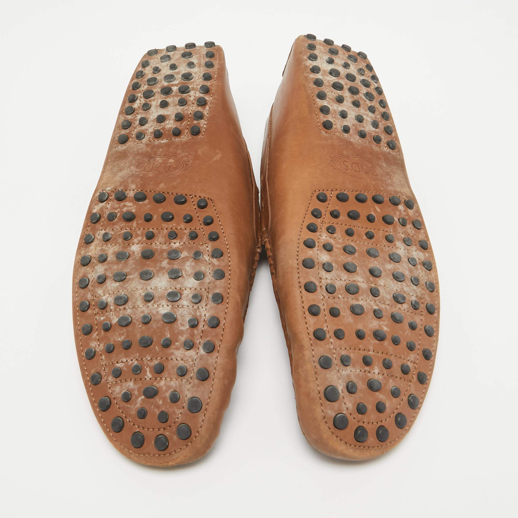 Tod's Brown Leather Penny Loafers Size 44.5 For Sale 2