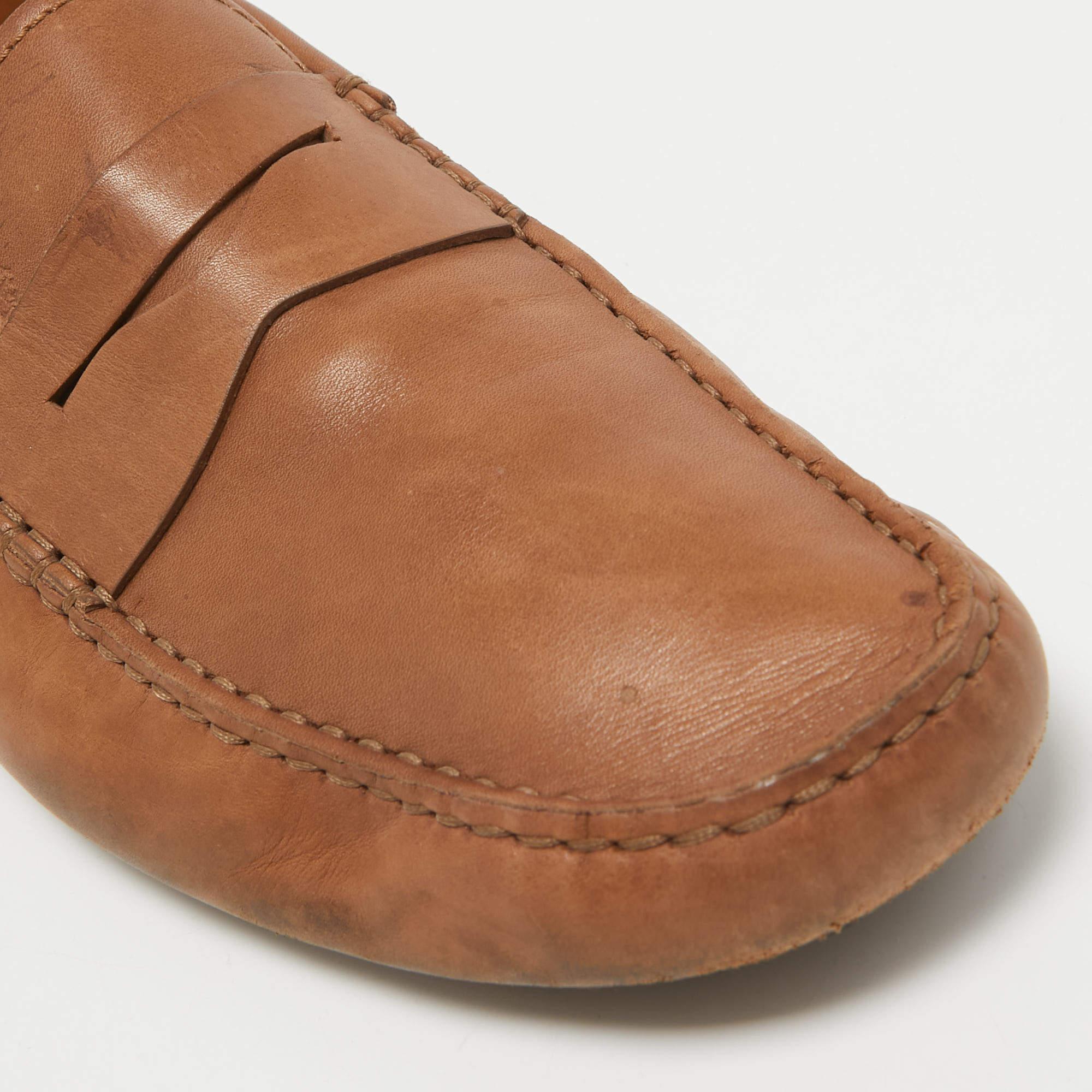 Tod's Brown Leather Penny Loafers Size 44.5 For Sale 3