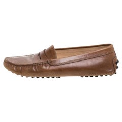 Tod's Brown Leather Penny Slip On Loafers Size 35