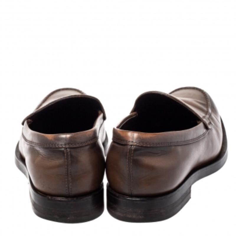 Black Tod's Brown Leather Penny Slip On Loafers Size 39.5 For Sale