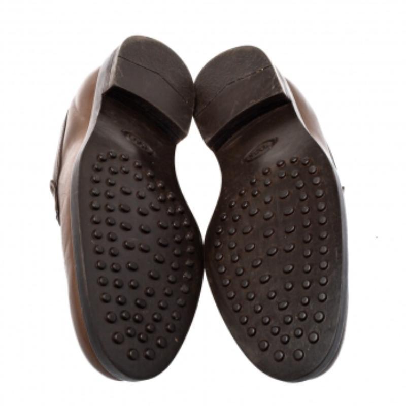 Tod's Brown Leather Penny Slip On Loafers Size 39.5 For Sale 2