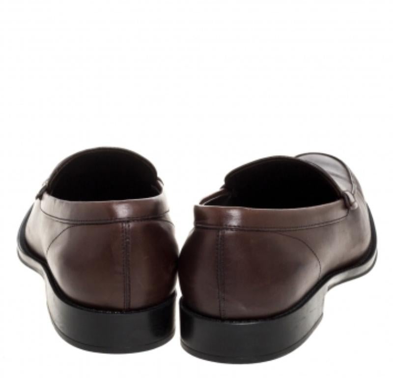 Tod's Brown Leather Penny Slip On Loafers Size 44.5 Negro en venta
