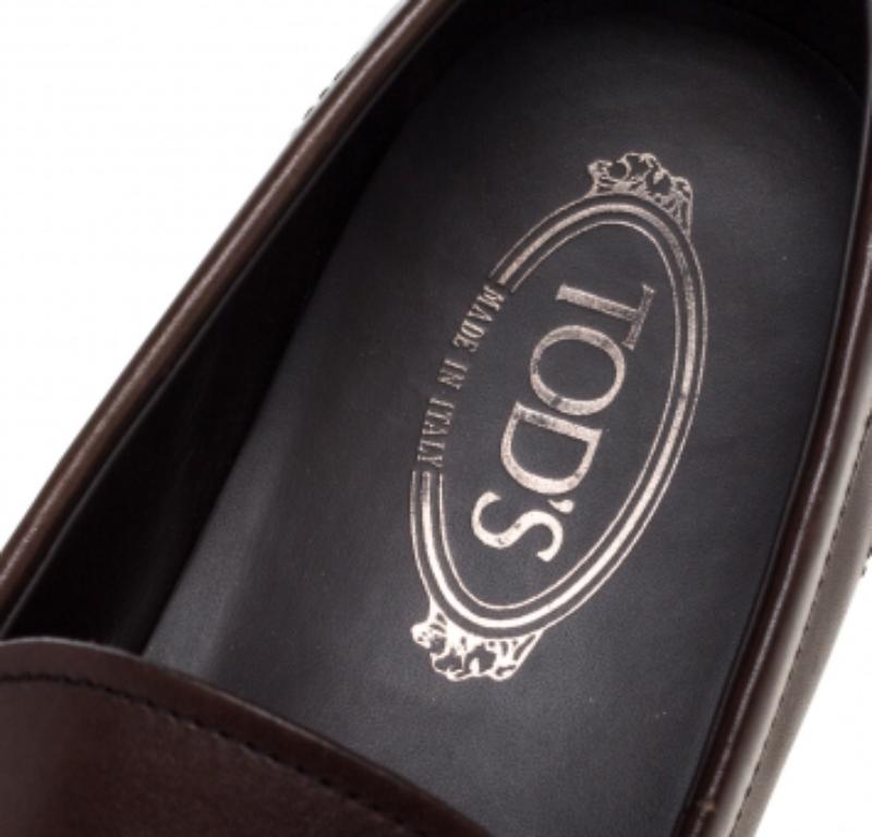 De los hombres Tod's Brown Leather Penny Slip On Loafers Size 44.5 en venta