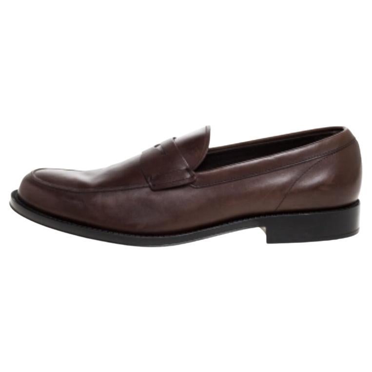 Tod's Brown Leather Penny Slip On Loafers Size 44.5 en venta