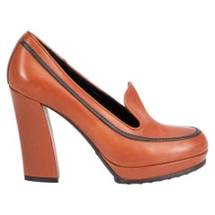 Tod
s Brown Leather Platform High Pumps Size IT 39.5