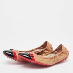 Tod's Brown Leather Scrunch Ballet Flats Size 38