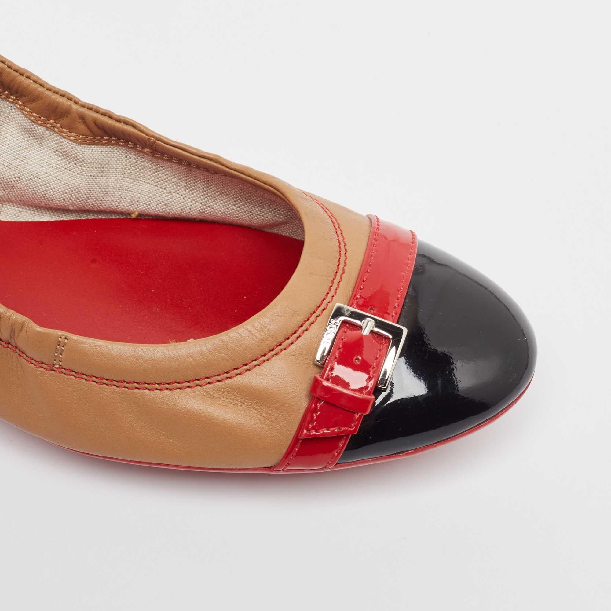 Tod's Brown Leather Scrunch Ballet Flats Size 38 For Sale 3