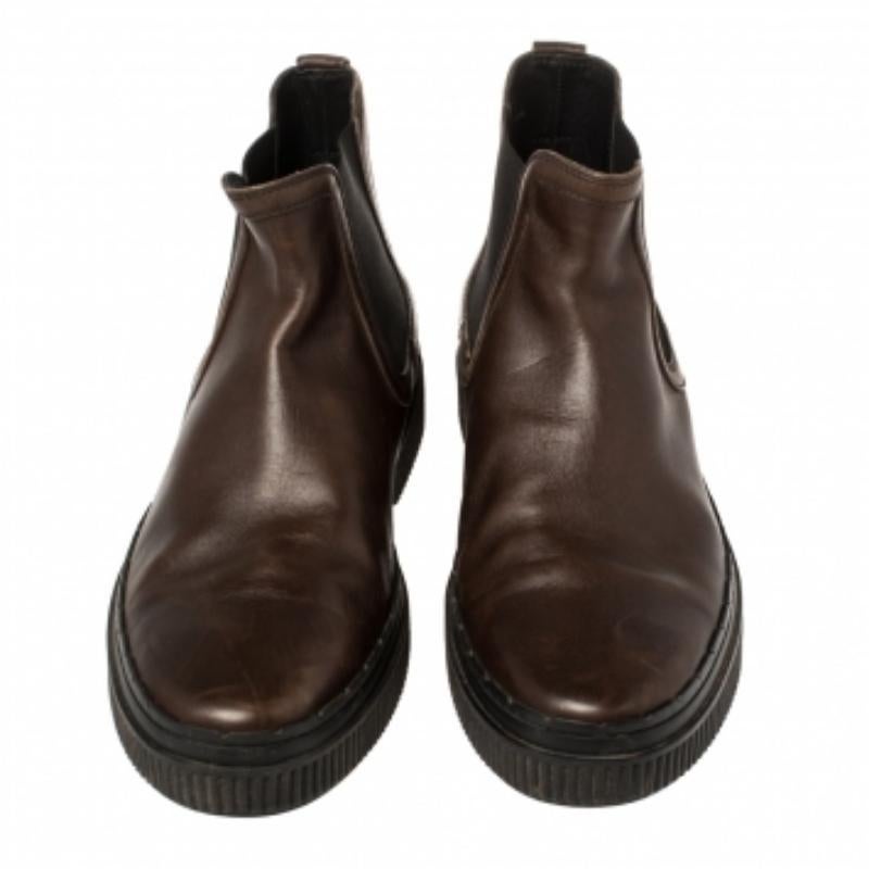 Men's Tod's Brown Leather Slip On Ankle Boots Size 39.5 For Sale