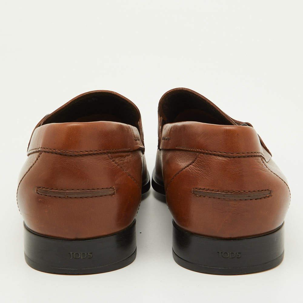 Tod's Brown Leather Slip On Loafers Size 39 1