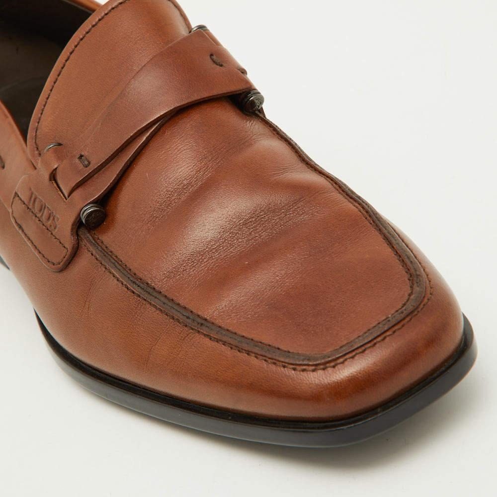 Tod's Brown Leather Slip On Loafers Size 39 3
