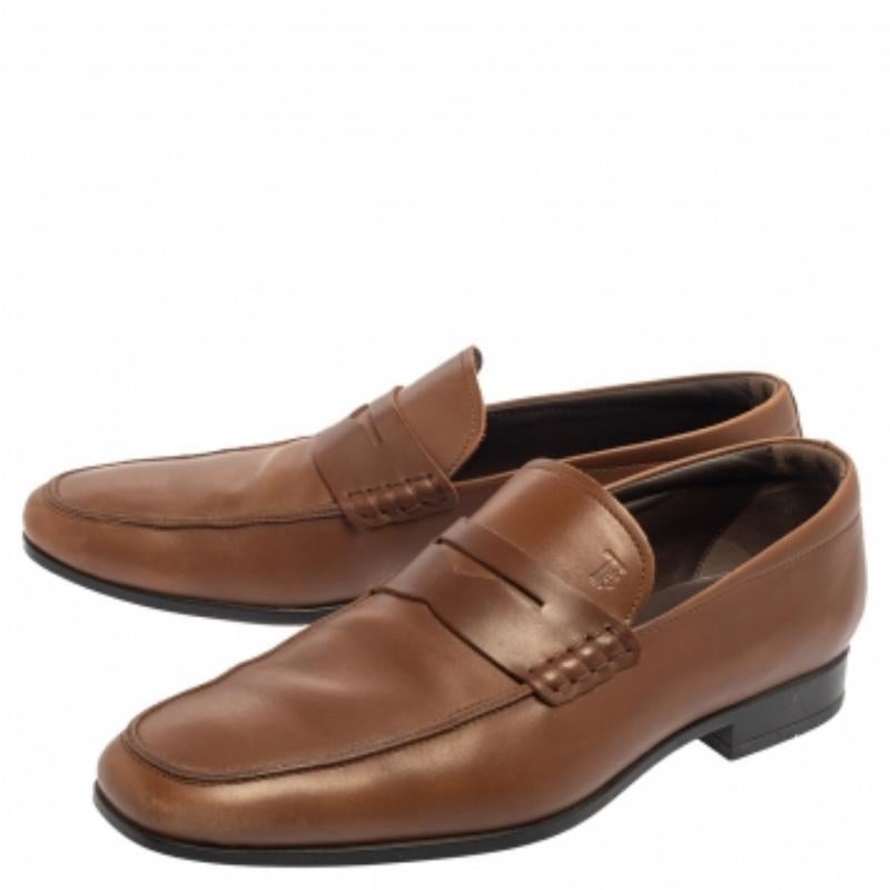 Tod's Brown Leather Slip On Loafers Size 39.5 For Sale 2