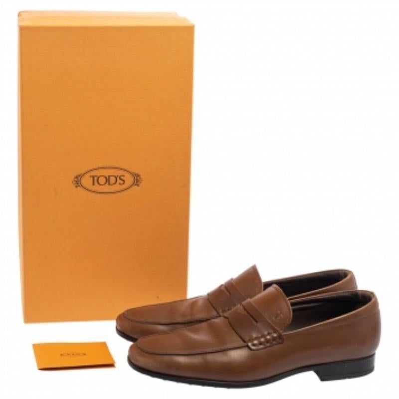 Tod's Brown Leather Slip On Loafers Size 39.5 For Sale 3