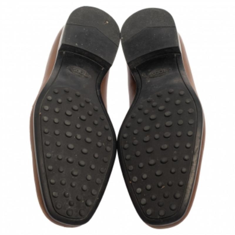 Tod's Brown Leather Slip On Loafers Size 39.5 For Sale 4