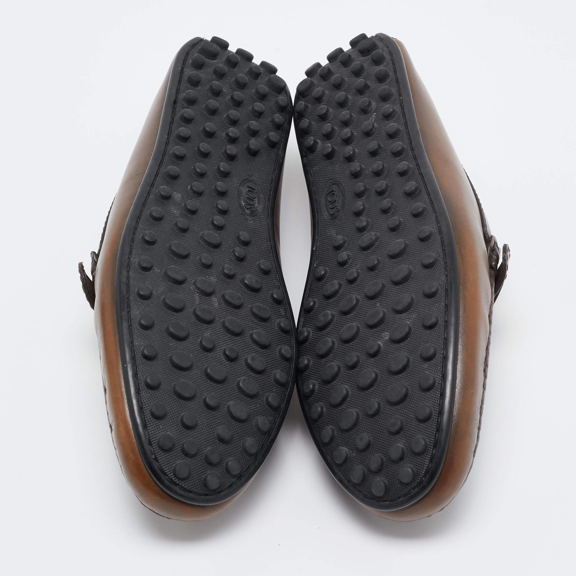 Tod's Brown Leather Slip On Loafers Size 41.5 For Sale 1