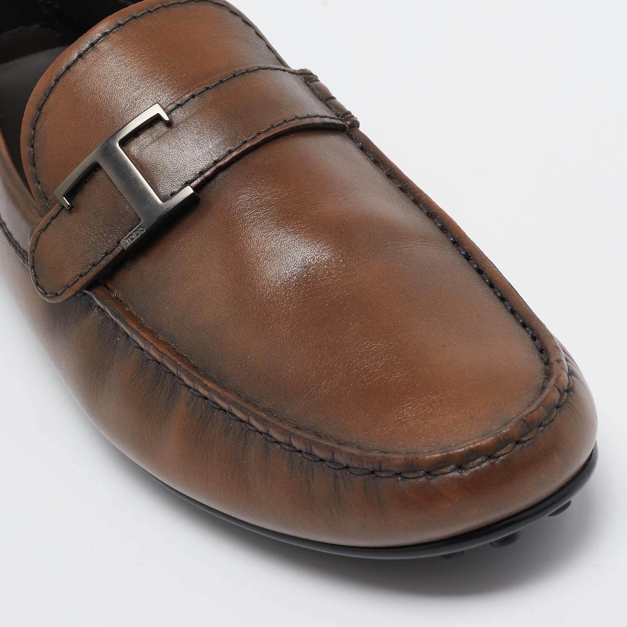 Tod's Brown Leather Slip On Loafers Size 41.5 For Sale 2