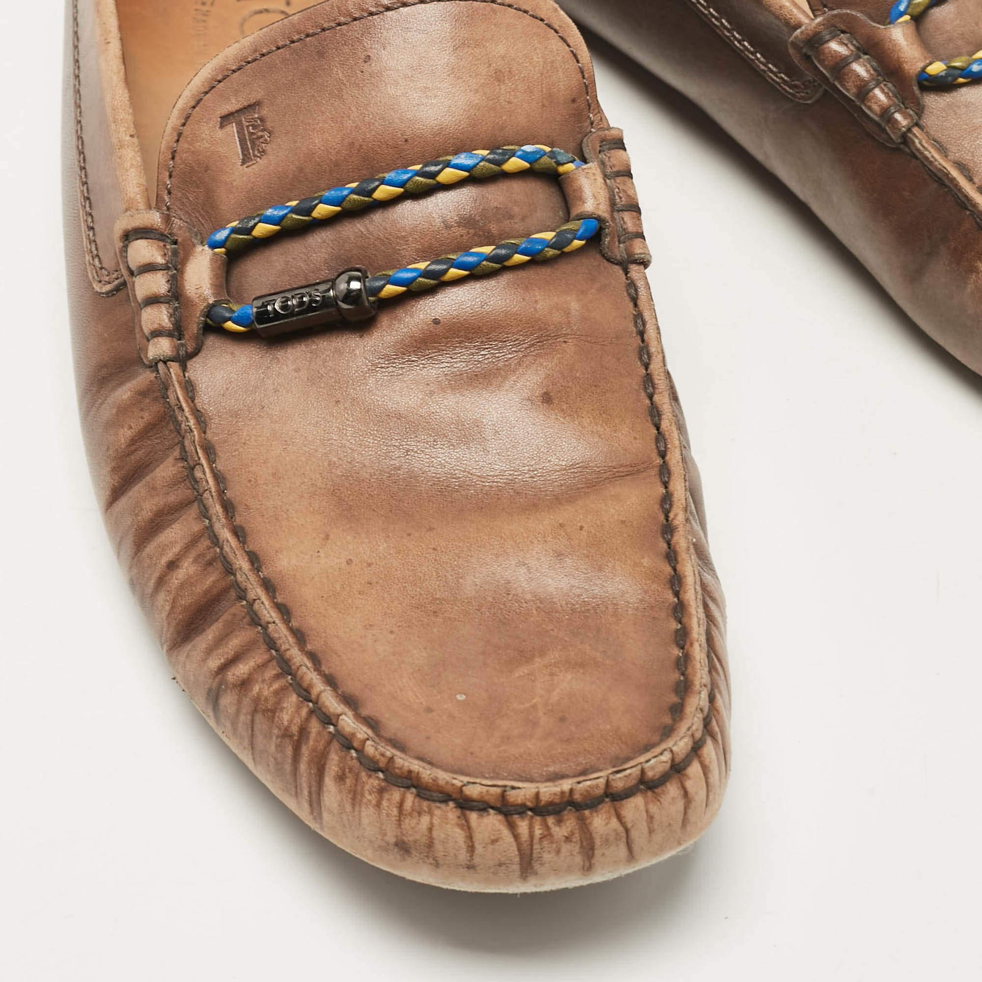 Tod's Brown Leather Slip On Loafers Size 42.5 For Sale 3