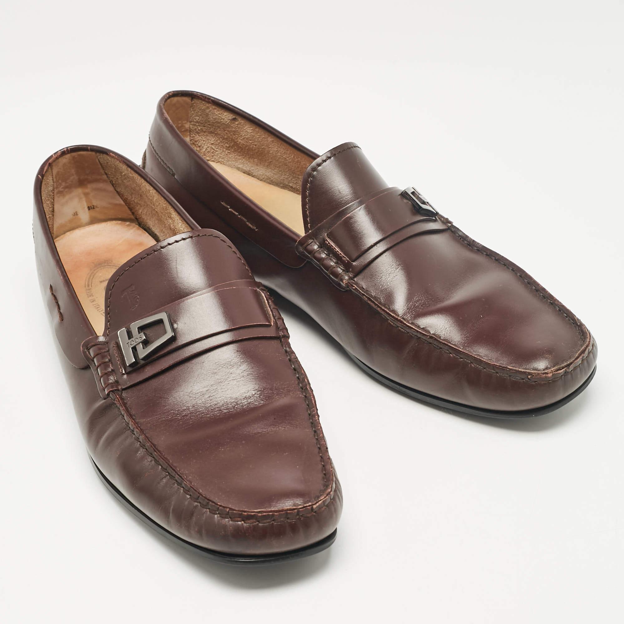 Men's Tod's Brown Leather Slip On Loafers Size 43 For Sale