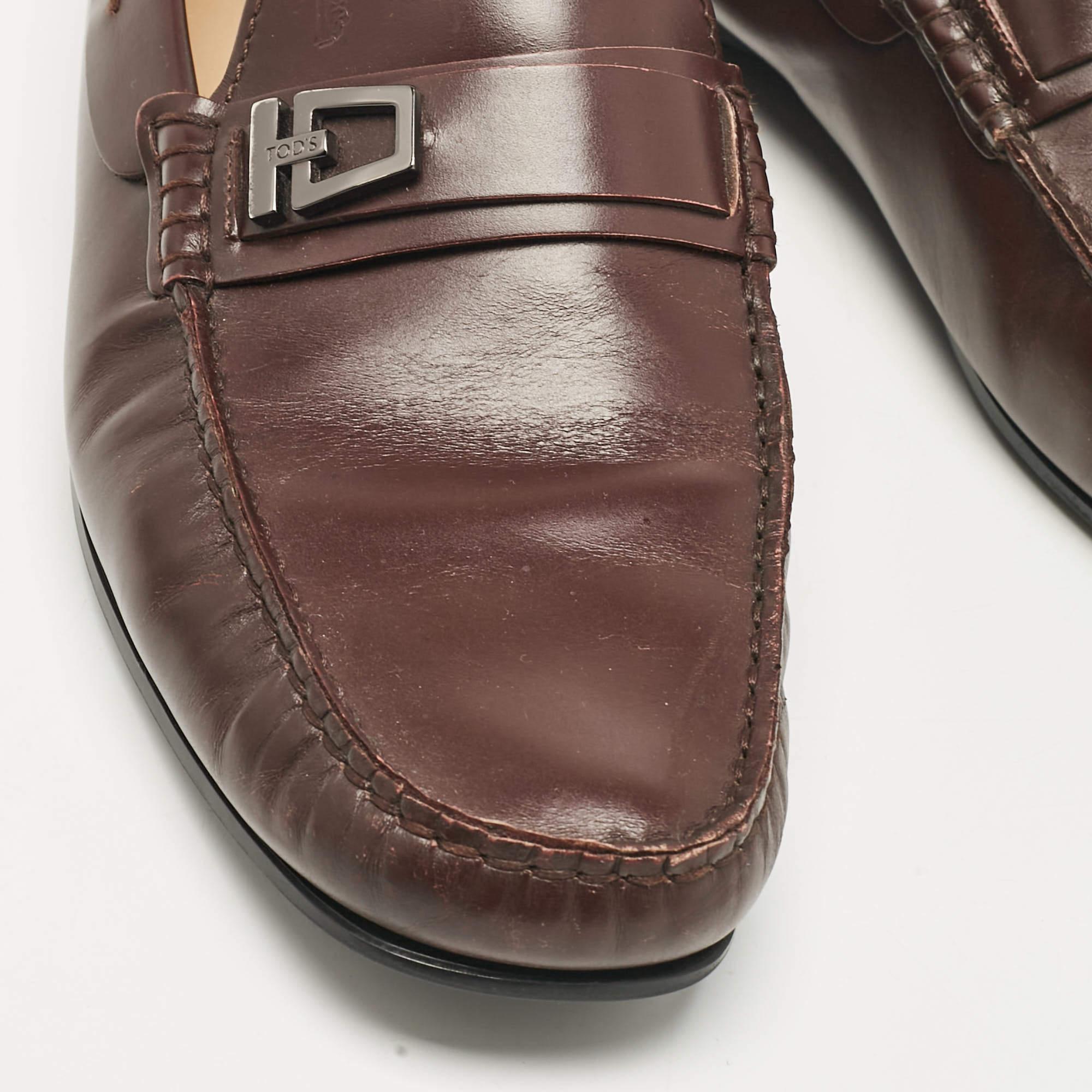 Tod's Brown Leather Slip On Loafers Size 43 For Sale 3