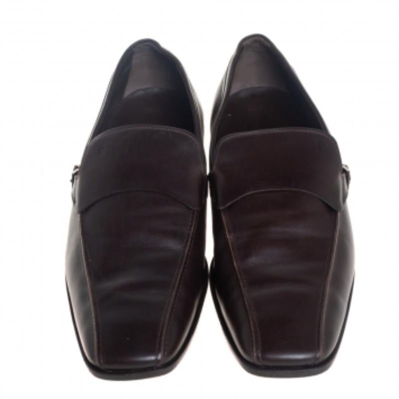 Men's Tods Brown Leather Slip On Loafers Size 45.5 For Sale