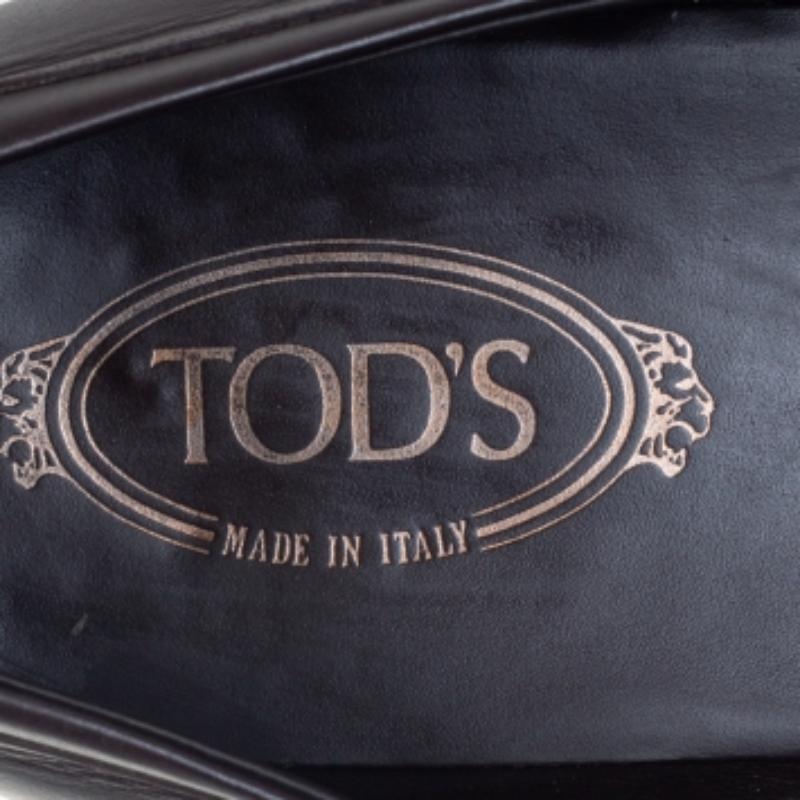 Tods Brown Leather Slip On Loafers Size 45.5 For Sale 1