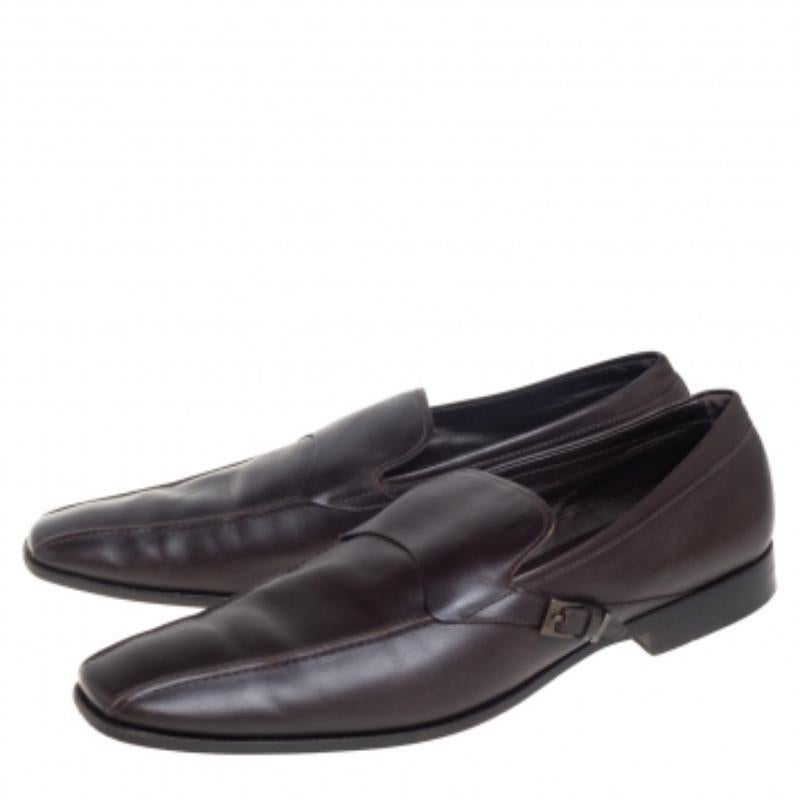 Tods Brown Leather Slip On Loafers Size 45.5 For Sale 2