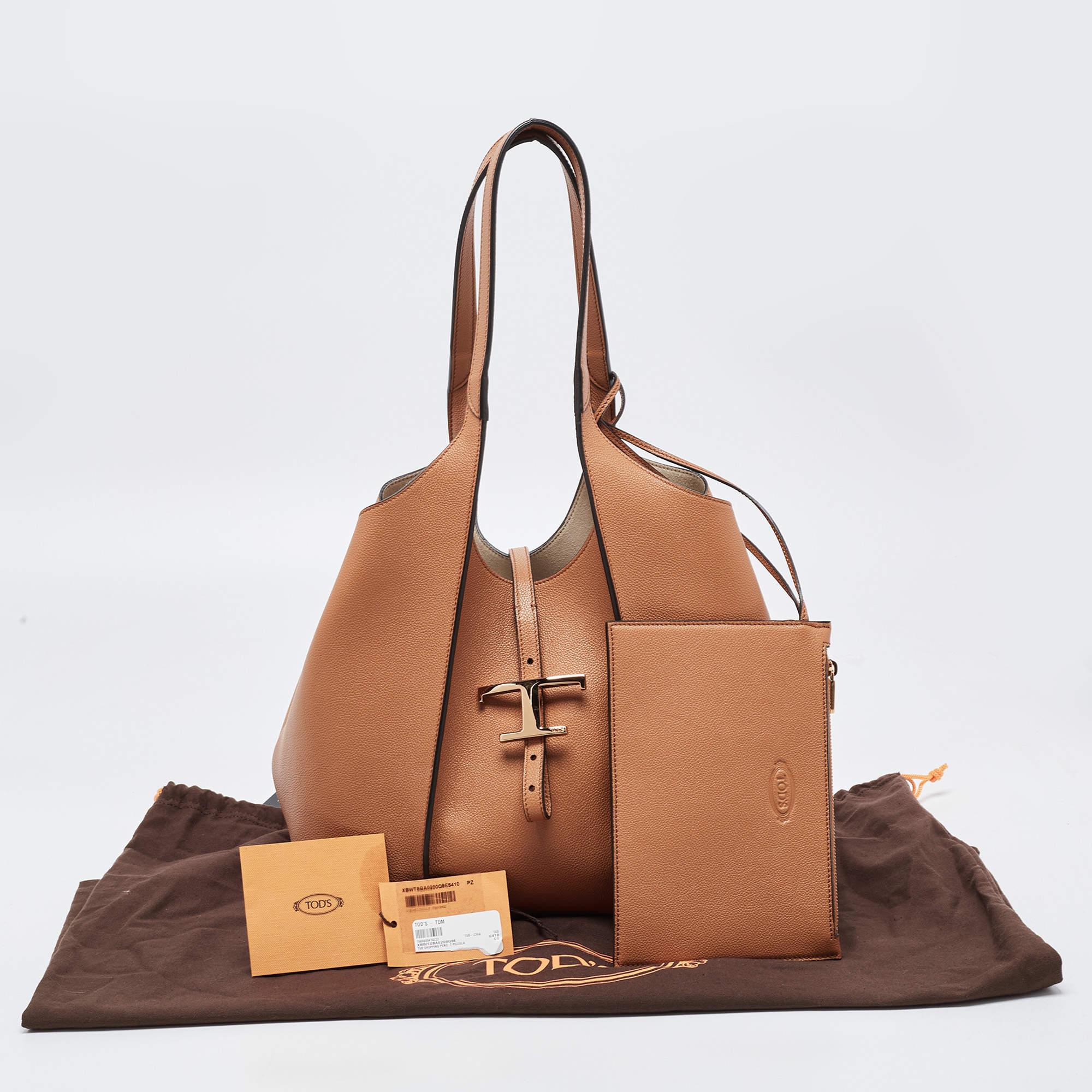 Tod's Brown Leather Small T Timeless Shopping Tote 7