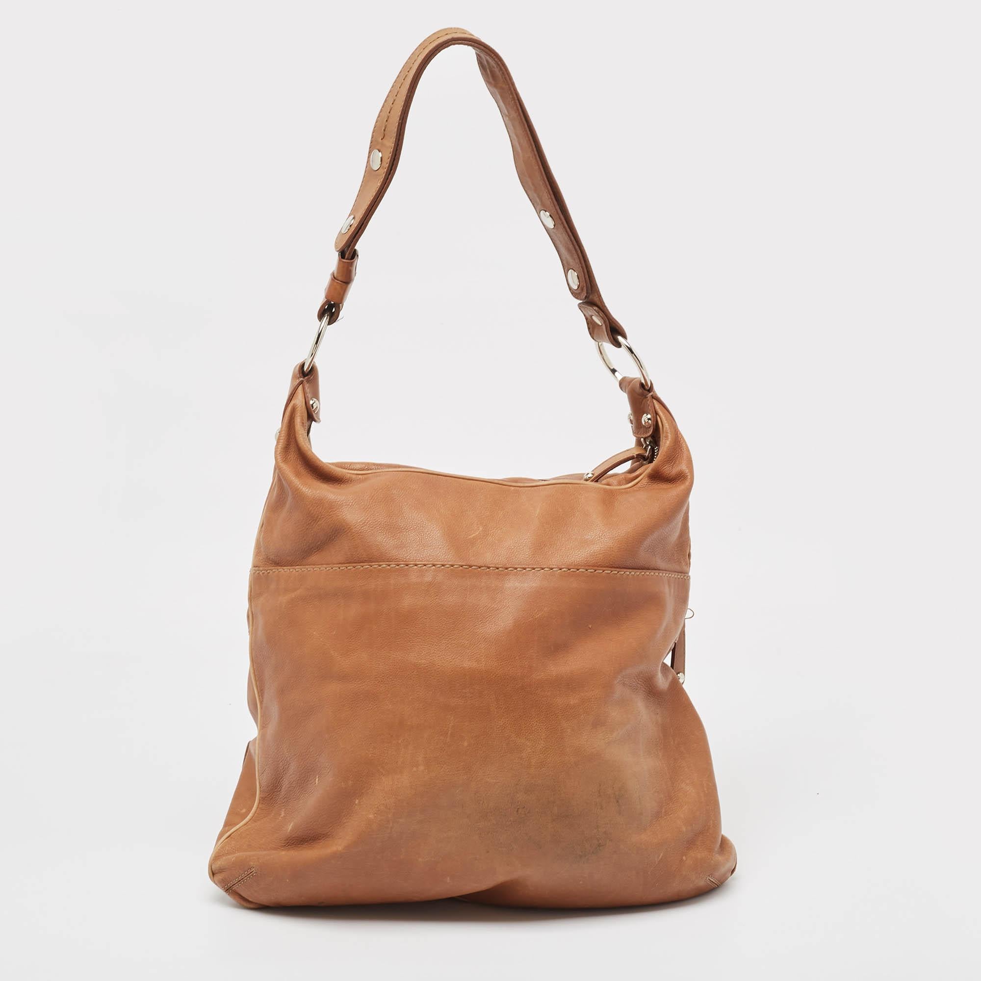 Women's Tod's Brown Leather Took Tracolla Media Hobo