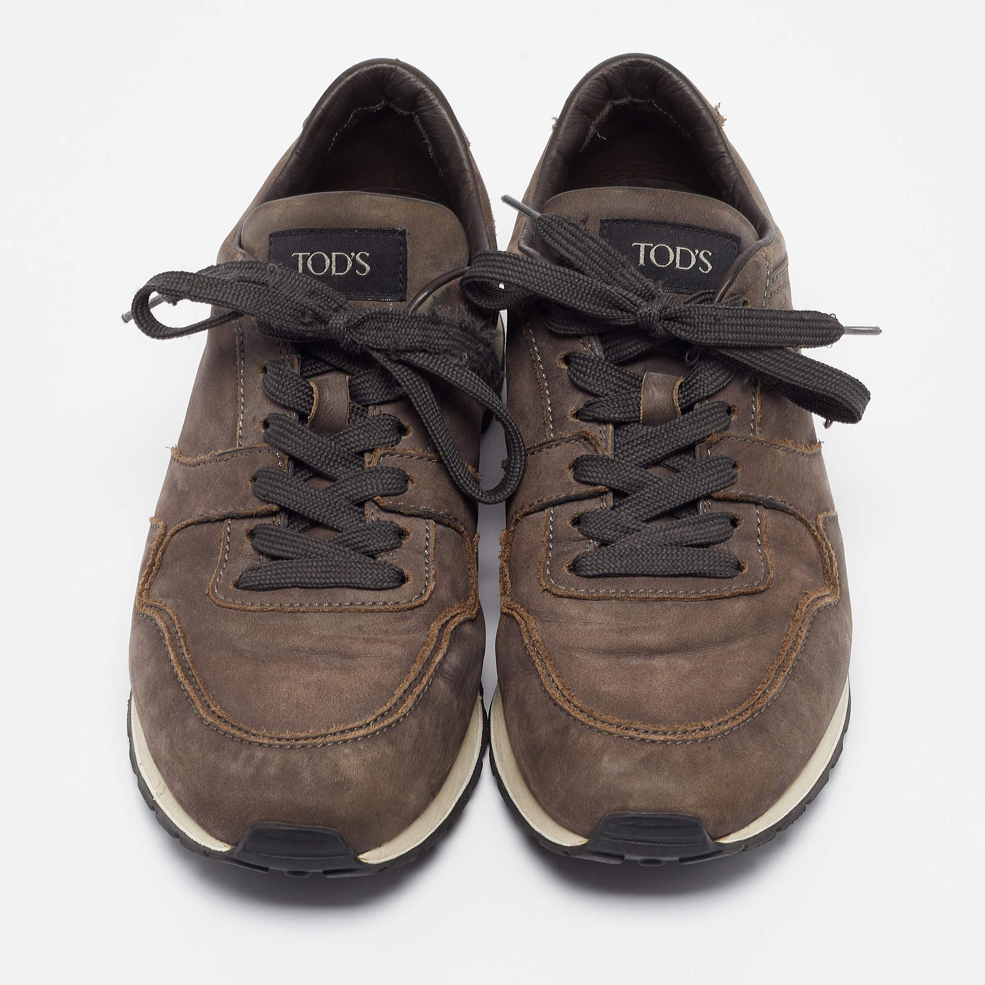Black Tod's Brown Nubuck Lace Up Sneakers Size 41 For Sale