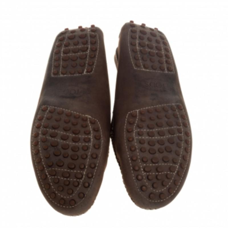 Tod's Brown Nubuck Penny Loafers Size 36 For Sale 1