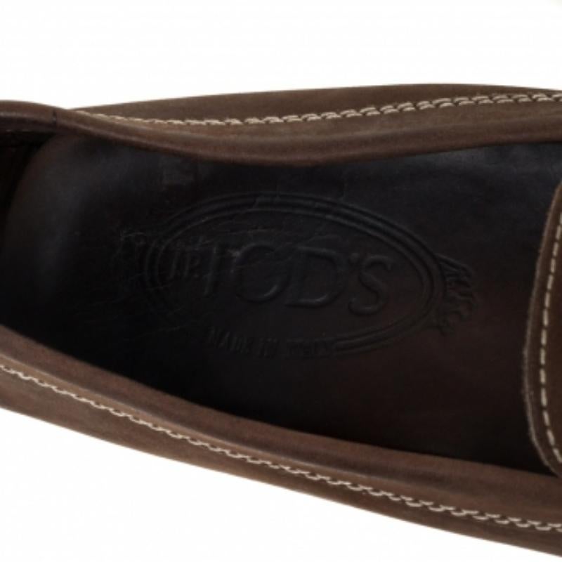 Tod's Brown Nubuck Penny Loafers Size 36 For Sale 3