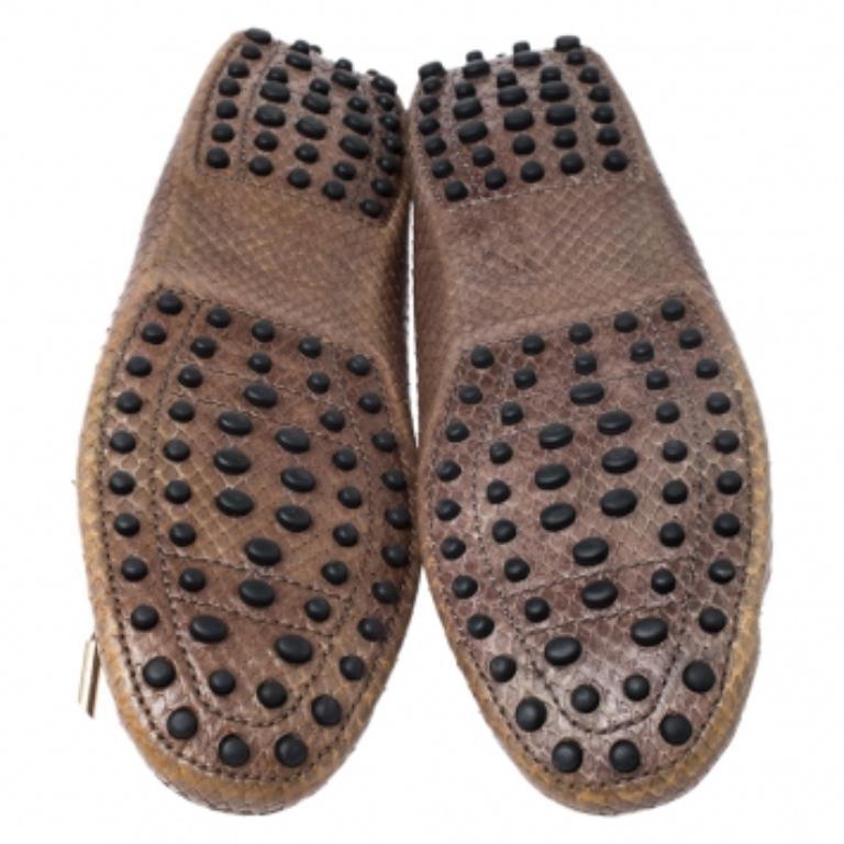 Marron Tod's - Mocassins avec nœud en cuir python marron Taille 39.5 en vente