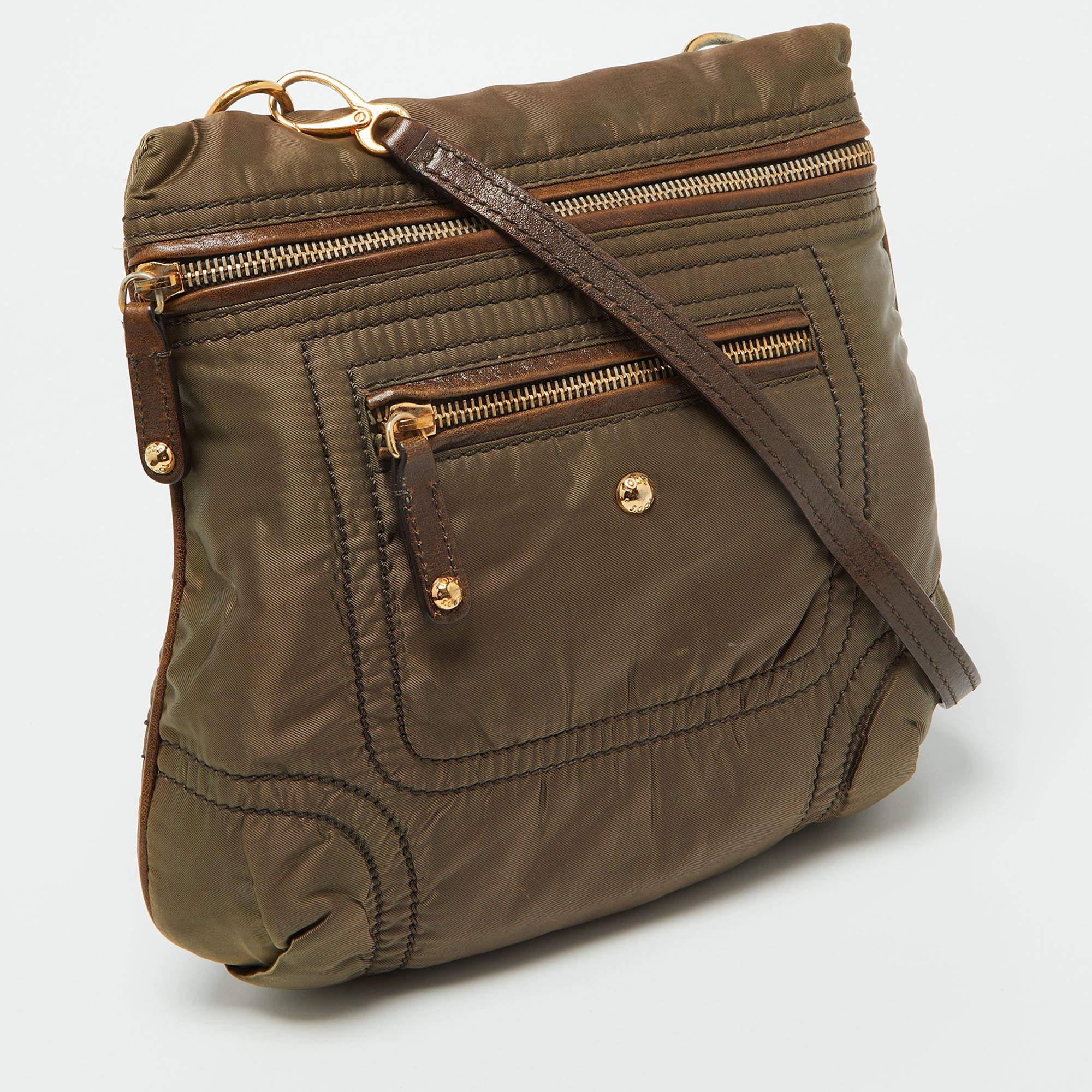 Black Tod's Brown Satin and Leather Crossbody Bag For Sale