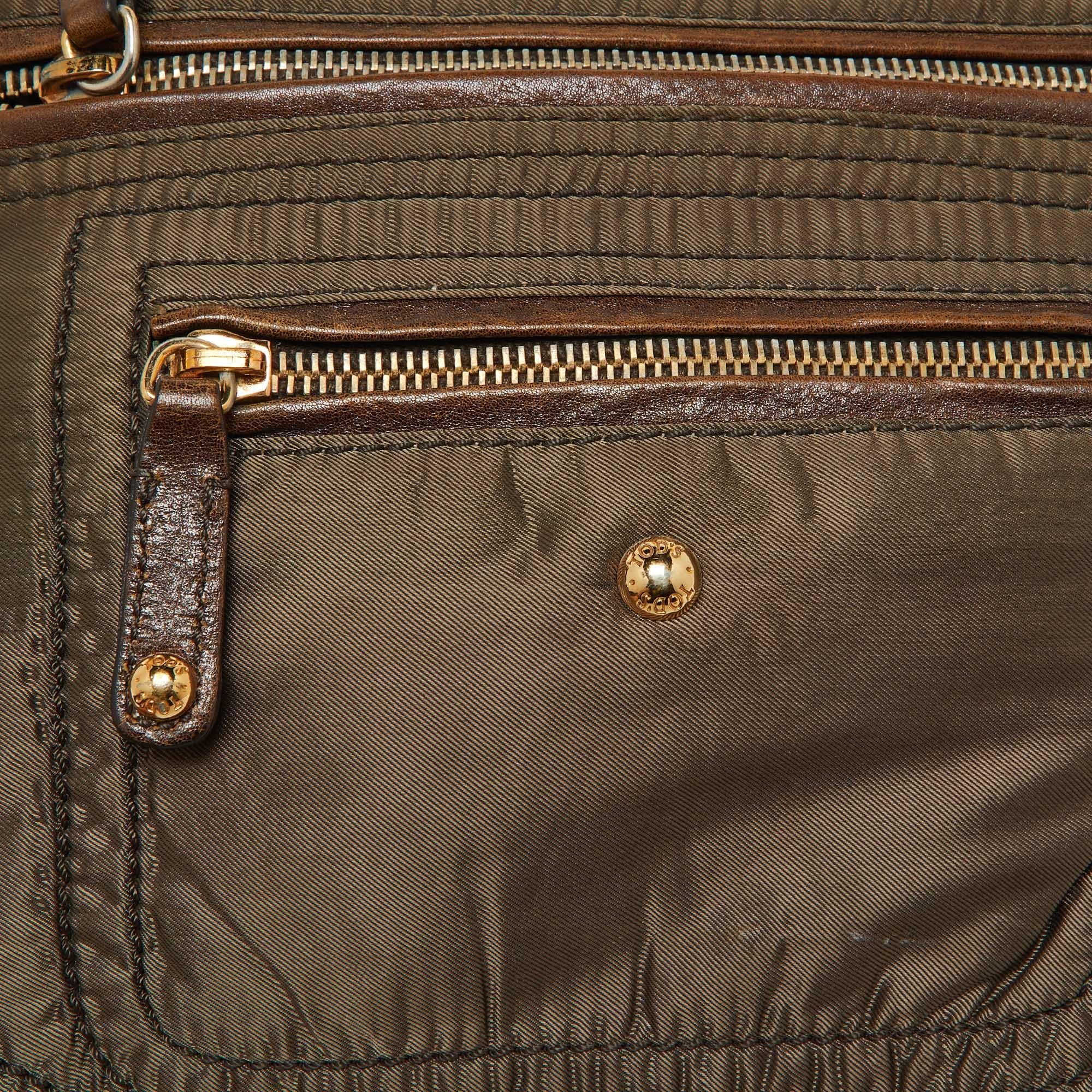 Tod's Brown Satin and Leather Crossbody Bag For Sale 1