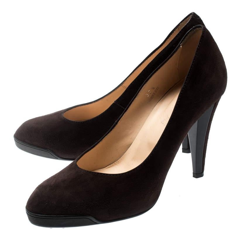 Nero Tod's Pumps in pelle e camoscio marrone con punta a mandorla misura 37,5