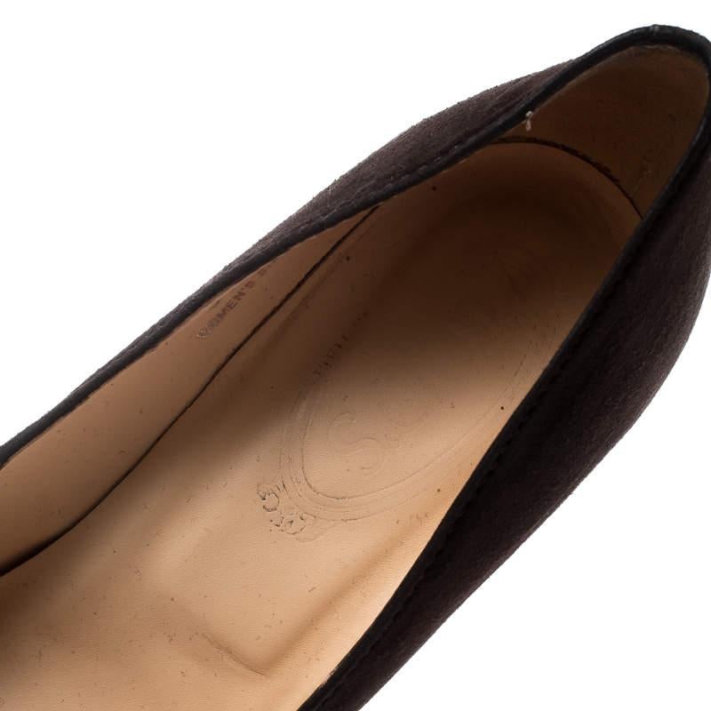 Tod's Brown Suede And Leather Almond Toe Pumps Size 37.5 For Sale 1