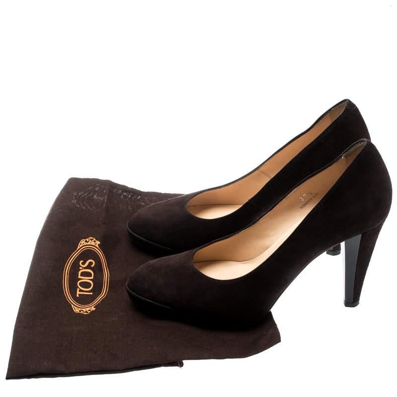 Tod's Brown Suede And Leather Almond Toe Pumps Size 37.5 For Sale 3