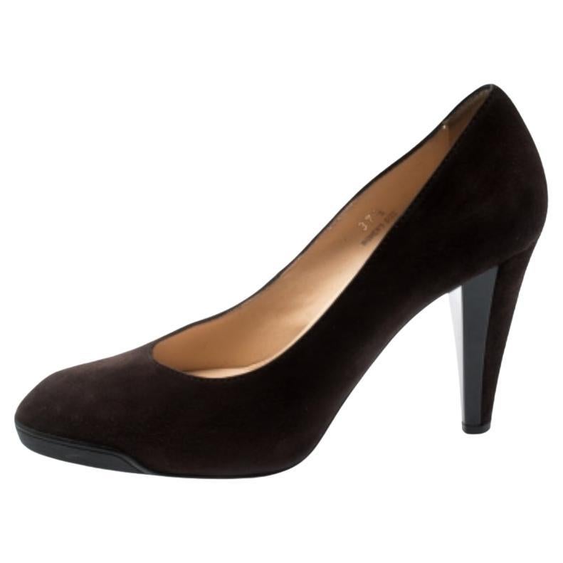 Bombas Tod's de ante y piel marrón con puntera redondeada talla 37.5