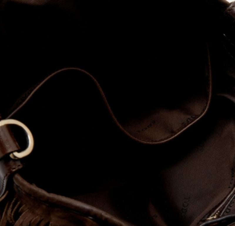 De las mujeres Tod's Tote G-Line Frange Media de ante y piel marrón en venta