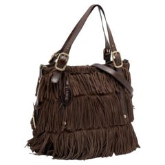 Tod's Tote G-Line Frange Media de ante y piel marrón