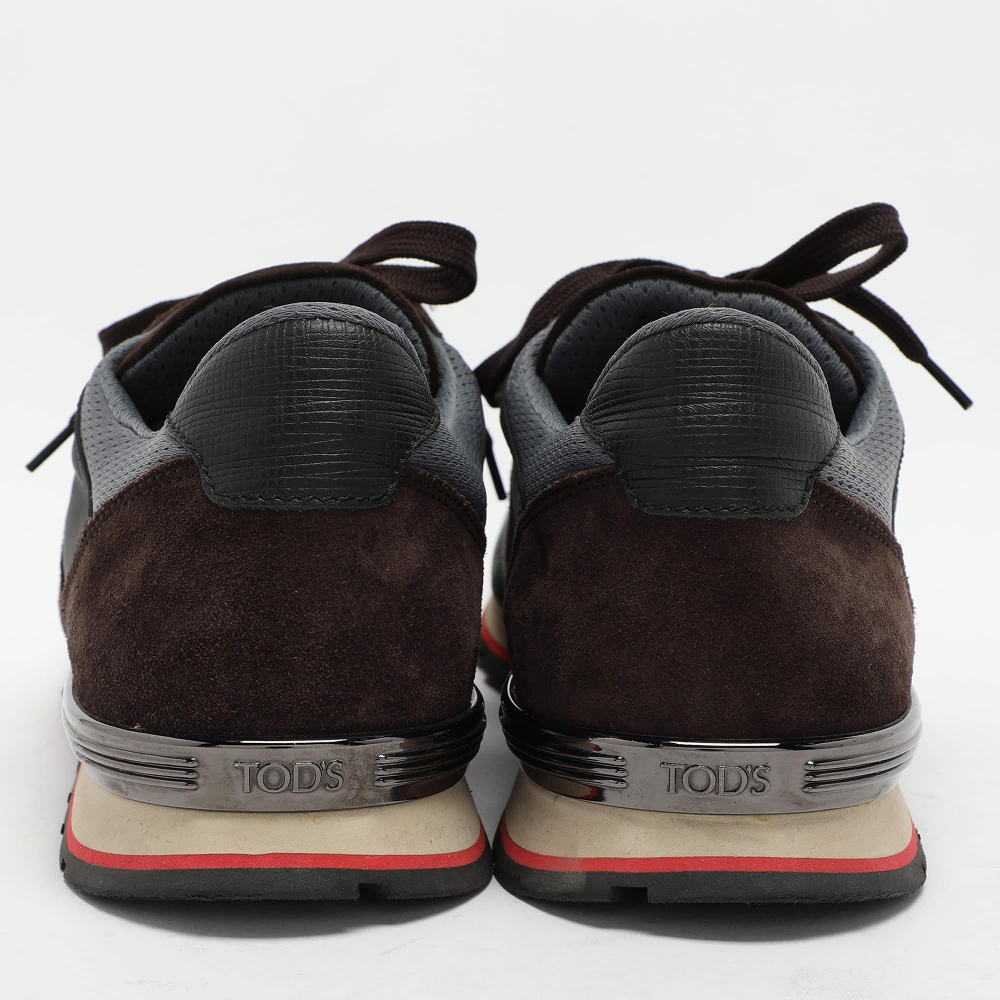 Uomo Sneakers basse Tod's in camoscio e neoprene marrone misura 48 in vendita