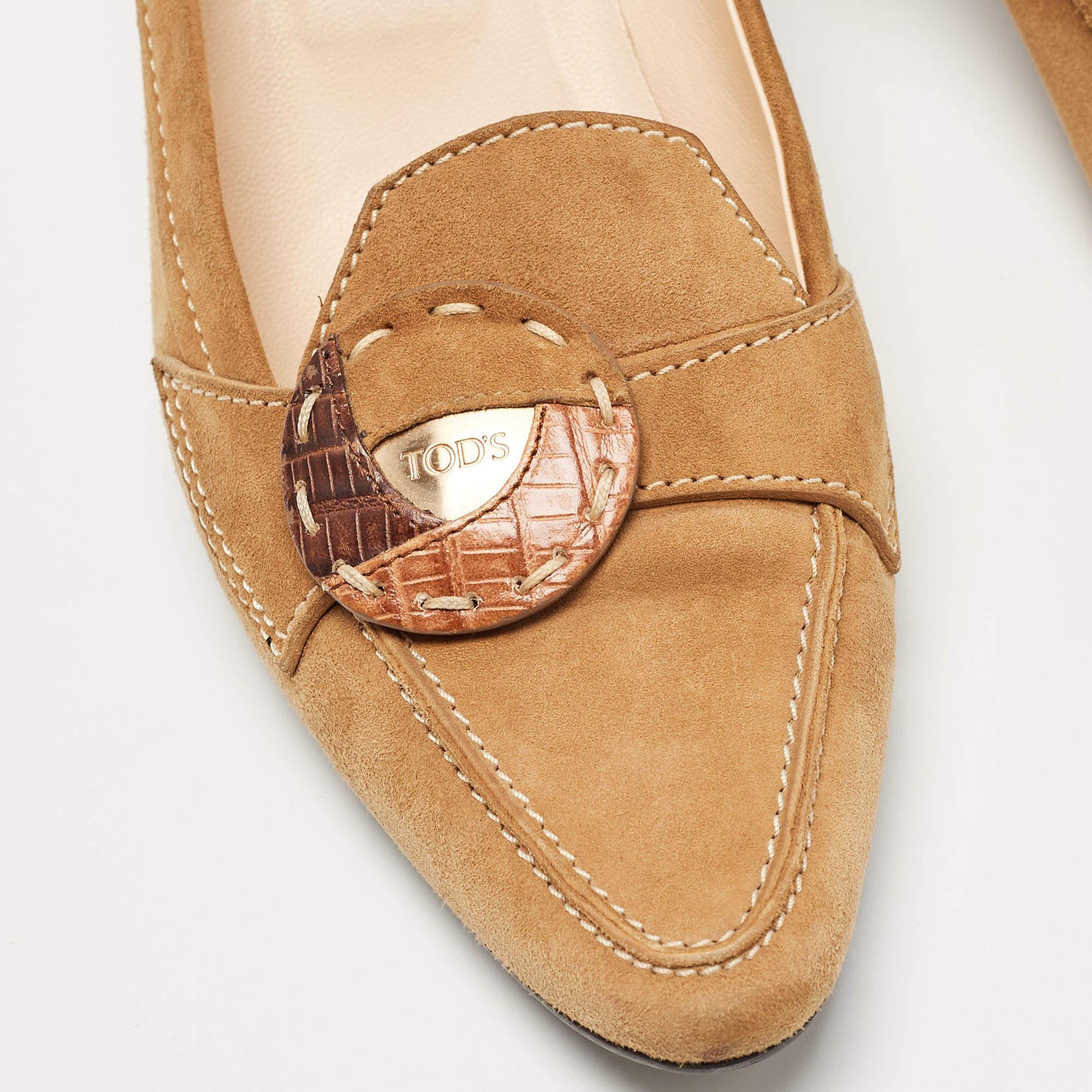 Tod's Mocasín con lazo de ante marrón Talla 38.5 en venta 2