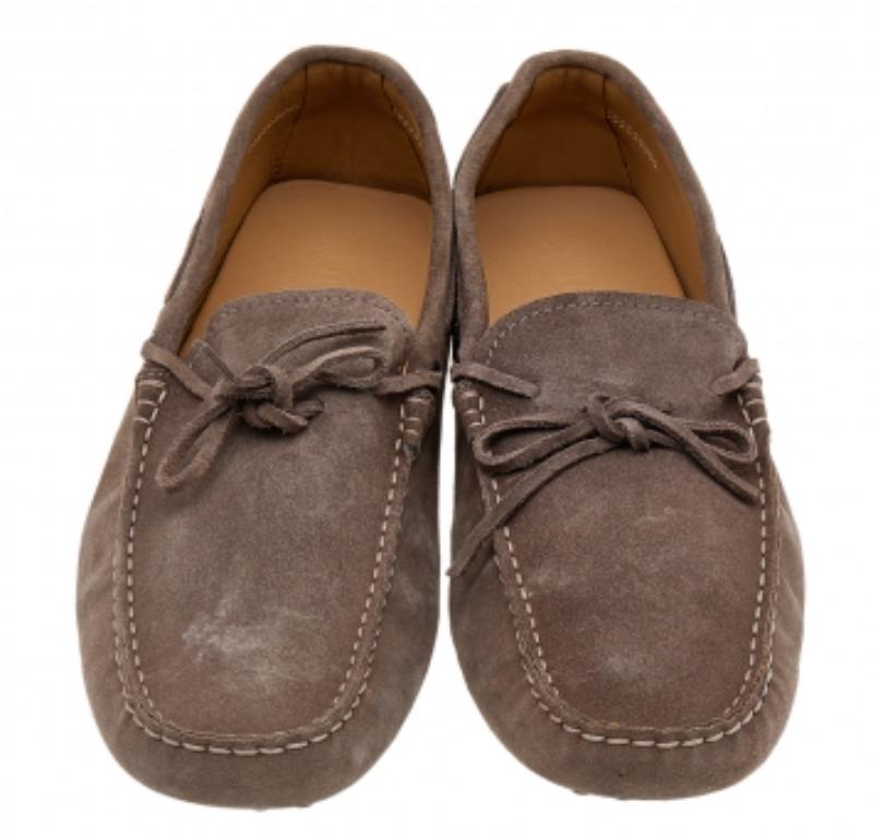 Black Tod's Brown Suede Bow Slip On Loafers Size 43 For Sale