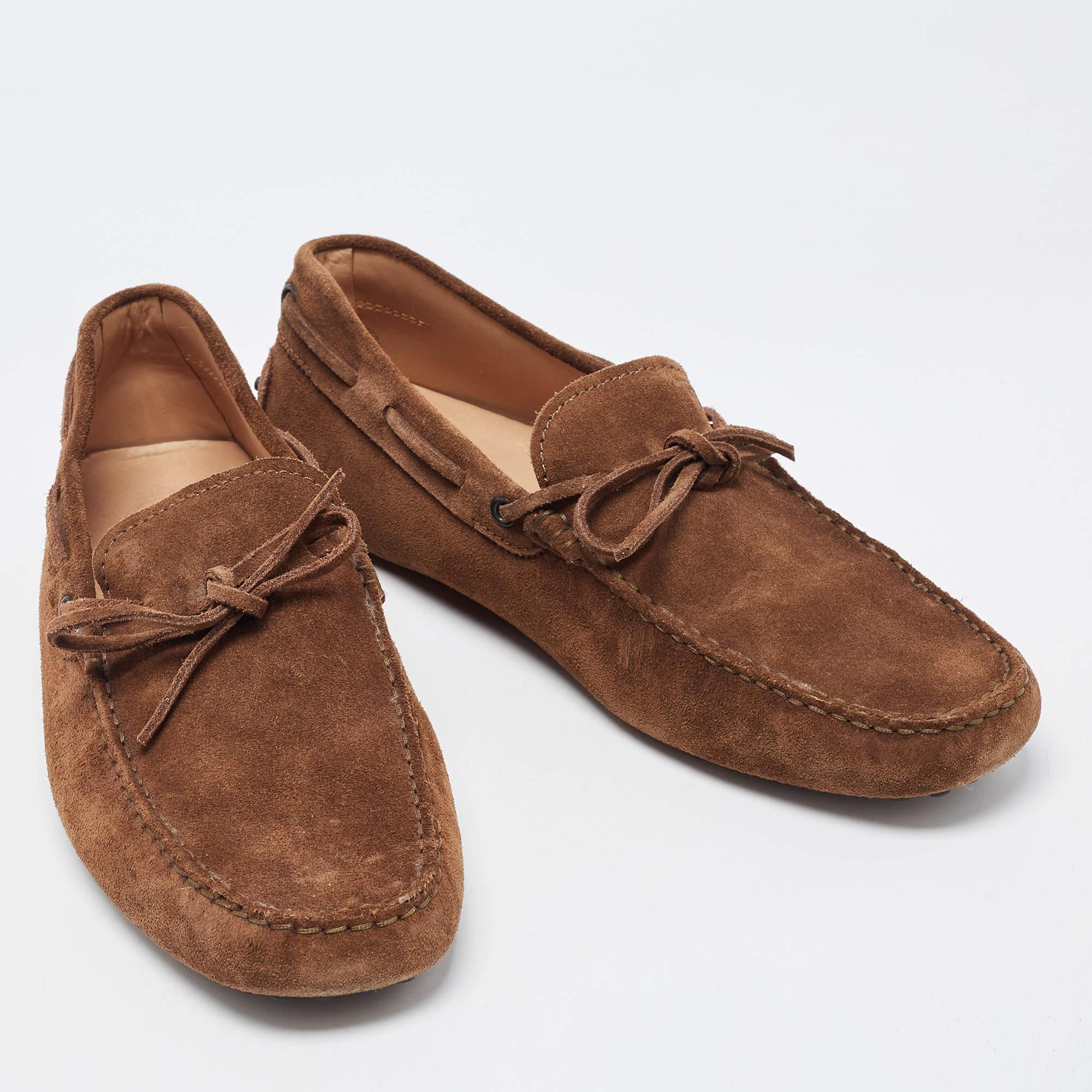 Men's Tod's Brown Suede Bow Slip On Loafers Size 43 For Sale