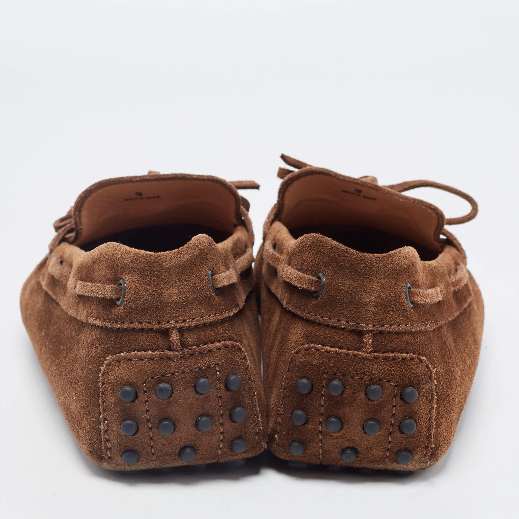 Tod's Brown Suede Bow Slip On Loafers Size 43 For Sale 1