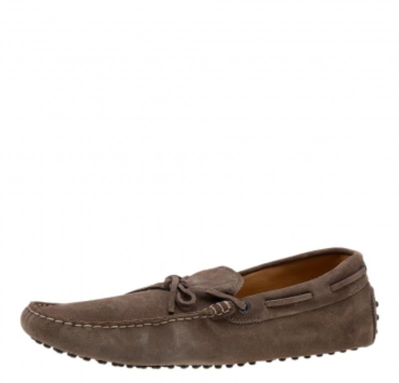 Men's Tod's Brown Suede Bow Slip On Loafers Size 43 For Sale