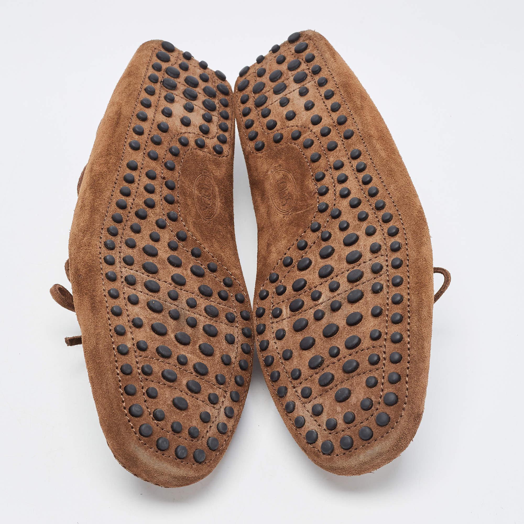 Tod's Brown Suede Bow Slip On Loafers Size 43 For Sale 2