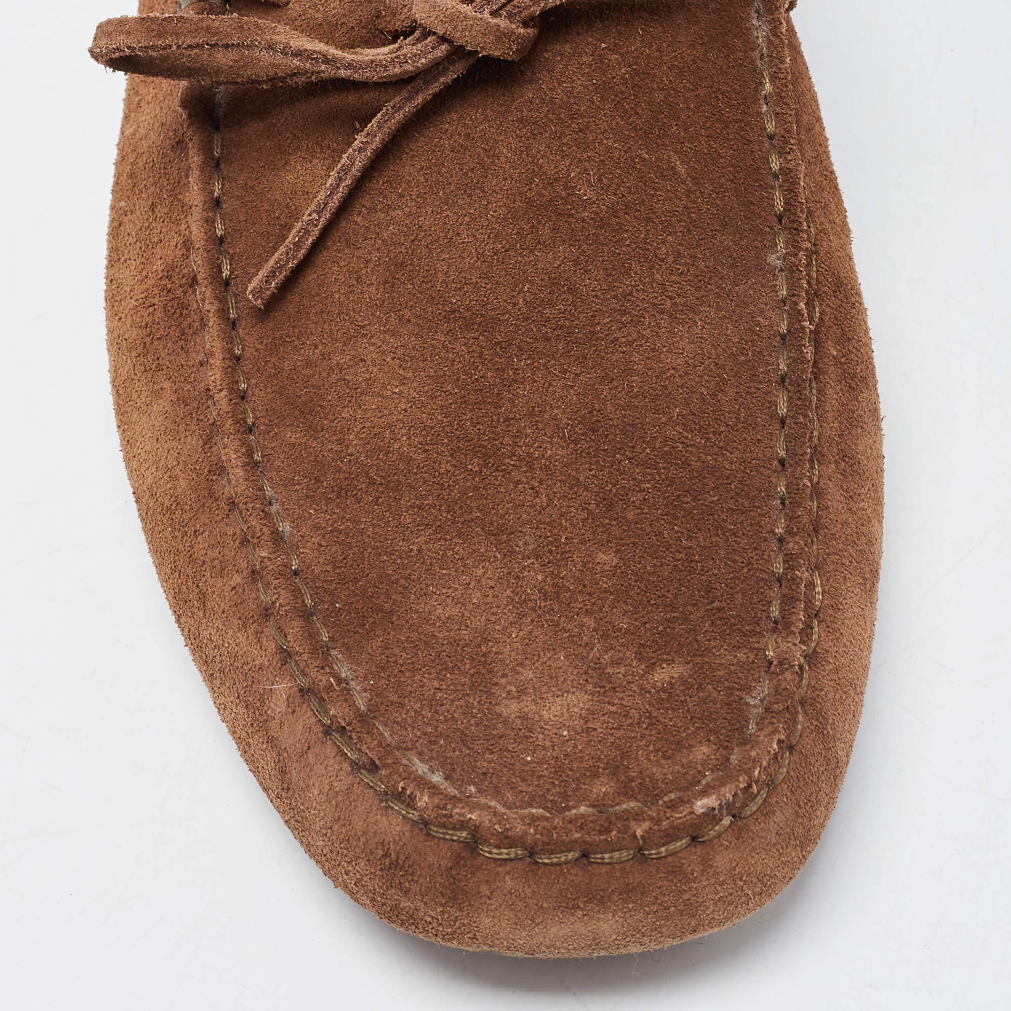 Tod's Brown Suede Bow Slip On Loafers Size 43 For Sale 3