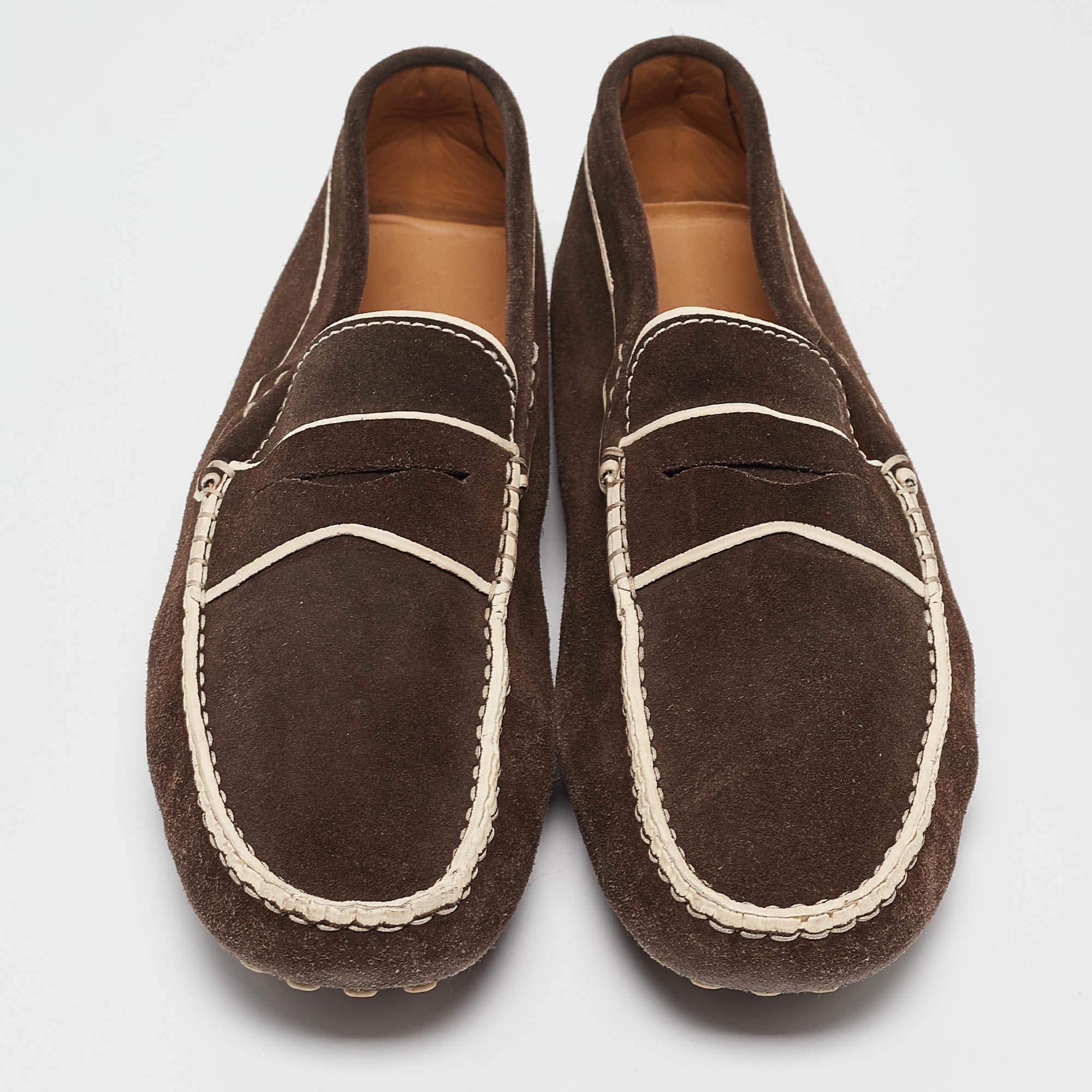 Black Tod's Brown Suede Gommino Loafers Size 43 For Sale