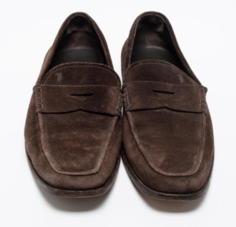 Tod's Gommino Slip On Loafers en daim Brown Taille 41.5 en vente 1