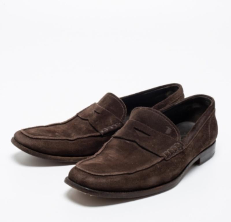Tod's Gommino Slip On Loafers en daim Brown Taille 41.5 en vente 3